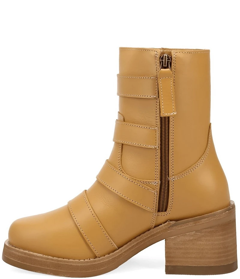 Dingo Topanga Leather Buckle Straps Block Heel Booties