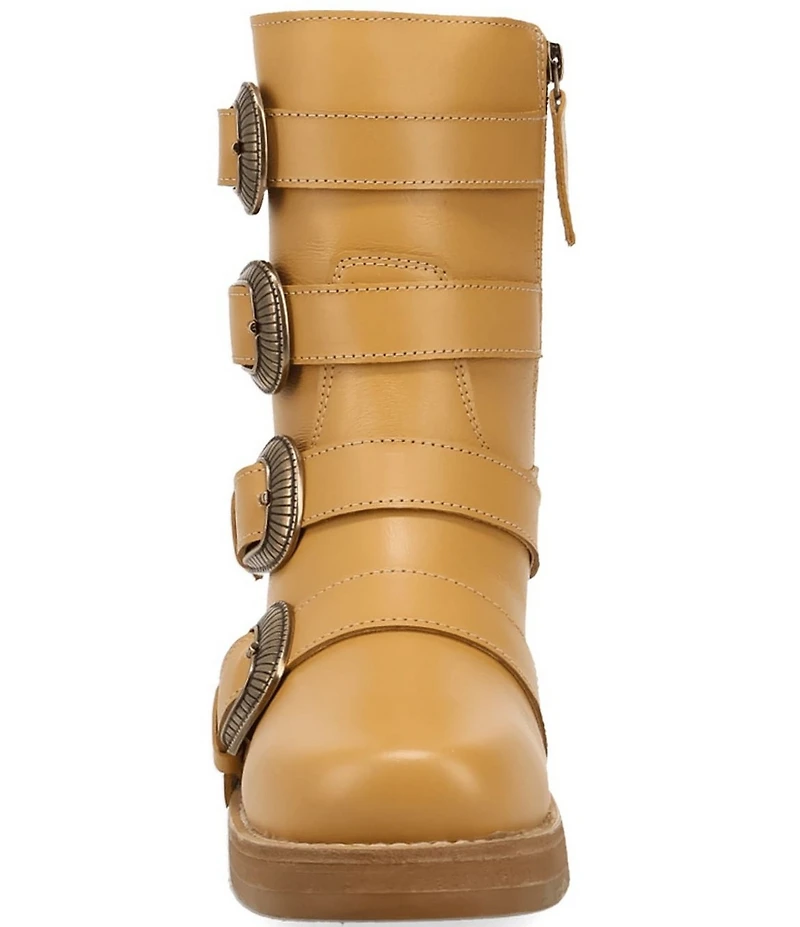 Dingo Topanga Leather Buckle Straps Block Heel Booties