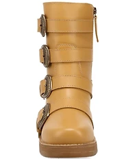 Dingo Topanga Leather Buckle Straps Block Heel Booties