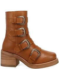 Dingo Topanga Leather Buckle Straps Block Heel Booties