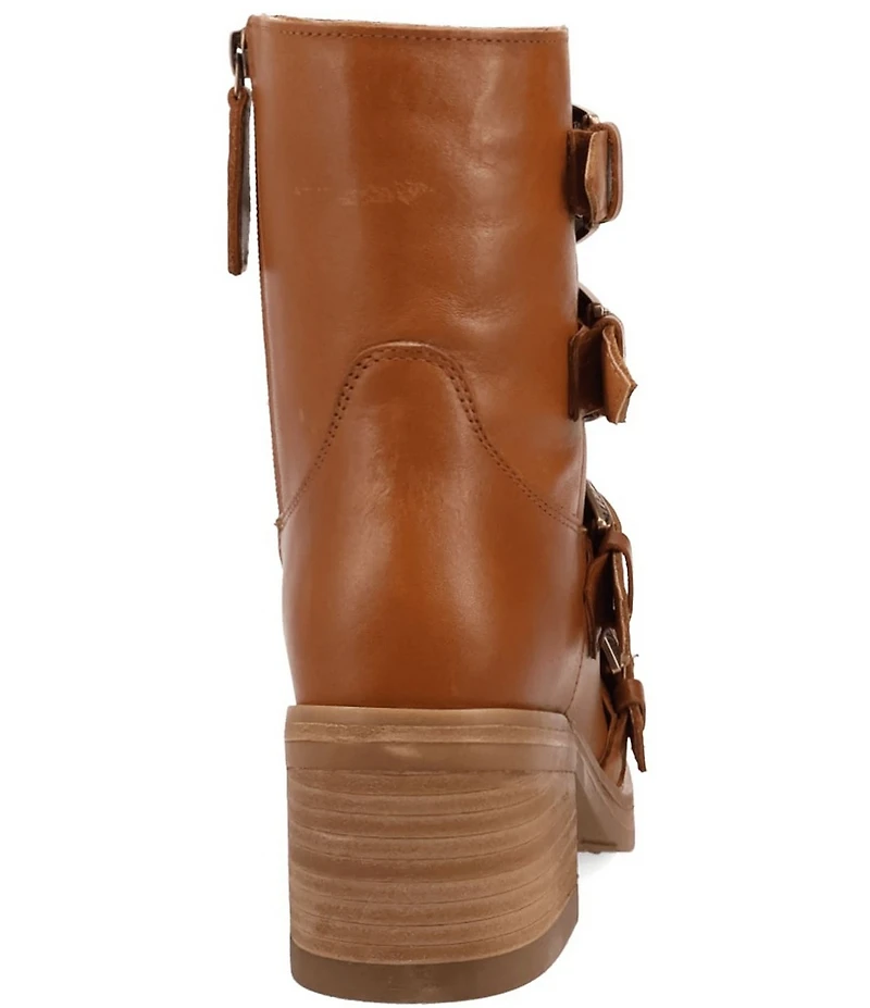 Dingo Topanga Leather Buckle Straps Block Heel Booties