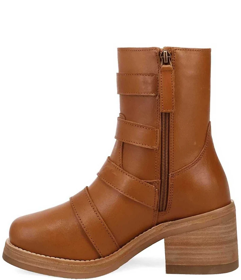 Dingo Topanga Leather Buckle Straps Block Heel Booties