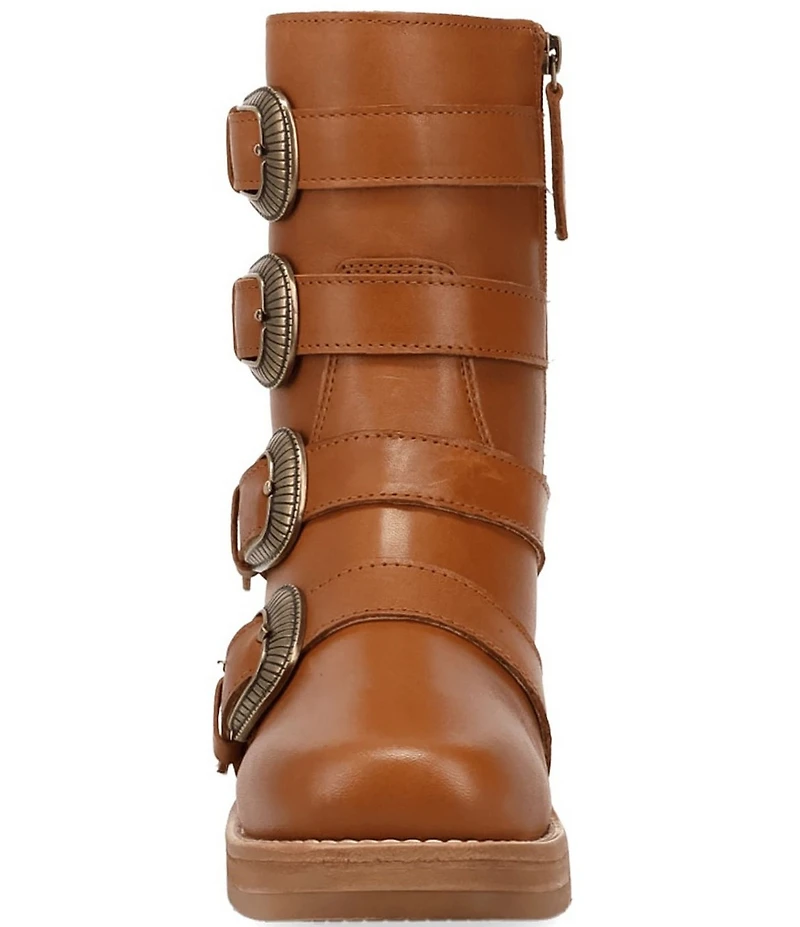 Dingo Topanga Leather Buckle Straps Block Heel Booties