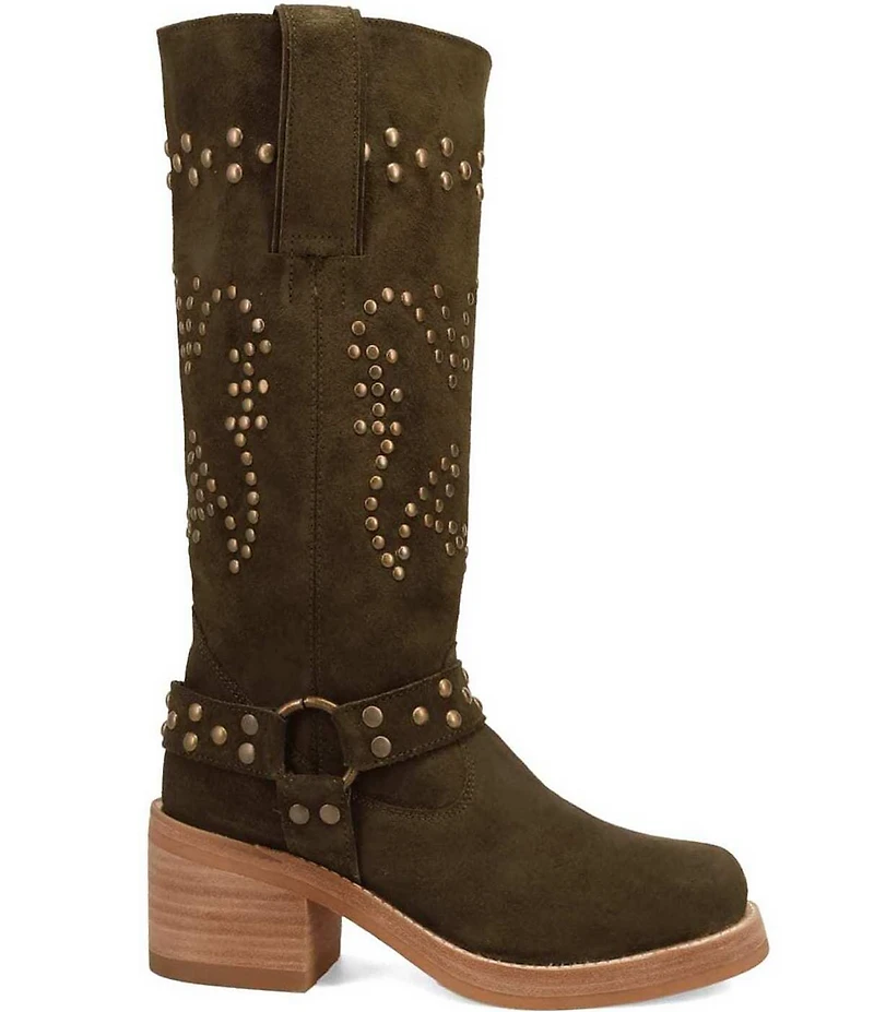 Dingo Troubadour Suede Studded Harness Tall Boots