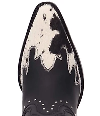 Dingo Untamed Leather Studded Cow Print Suede Western Tall Boots