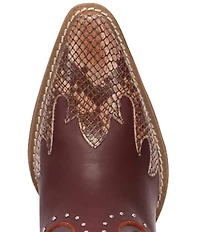 Dingo Untamed Leather Studded Snake Print Accent Western Tall Boots