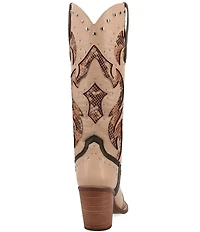 Dingo Untamed Leather Studded Snake Print Accent Western Tall Boots