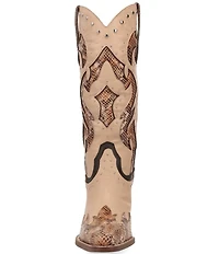 Dingo Untamed Leather Studded Snake Print Accent Western Tall Boots