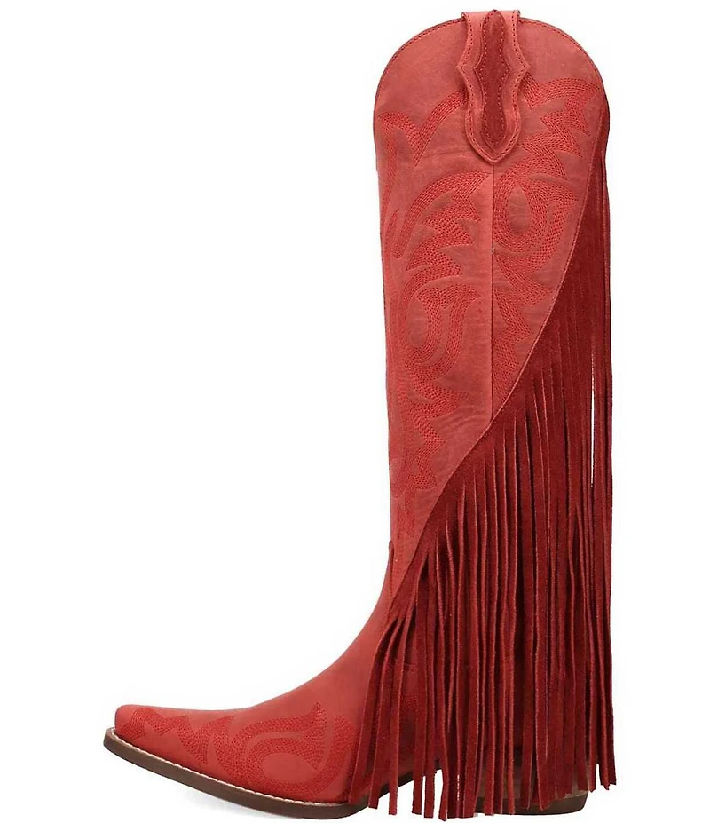 Dingo Walk West Leather Suede Fringe Western Tall Boots