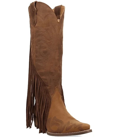 Dingo Walk West Leather Suede Fringe Western Tall Boots