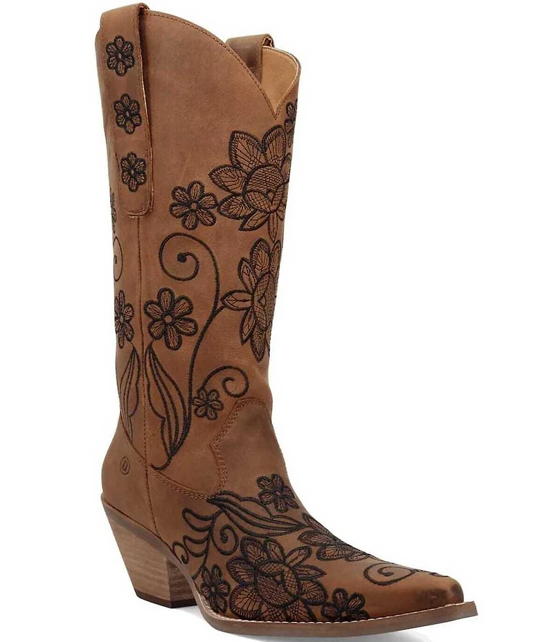 Dingo Western Swing Leather Floral Embroidered Tall Western Boots