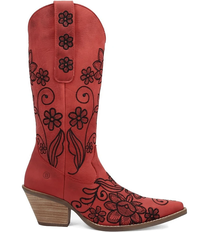 Dingo Western Swing Leather Floral Embroidered Tall Western Boots
