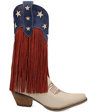 Dingo Wild N' Free Patriotic Leather and Suede Fringe Western Booties