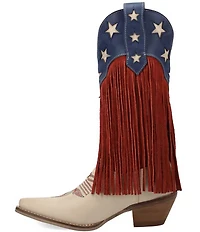 Dingo Wild N' Free Patriotic Leather and Suede Fringe Western Booties