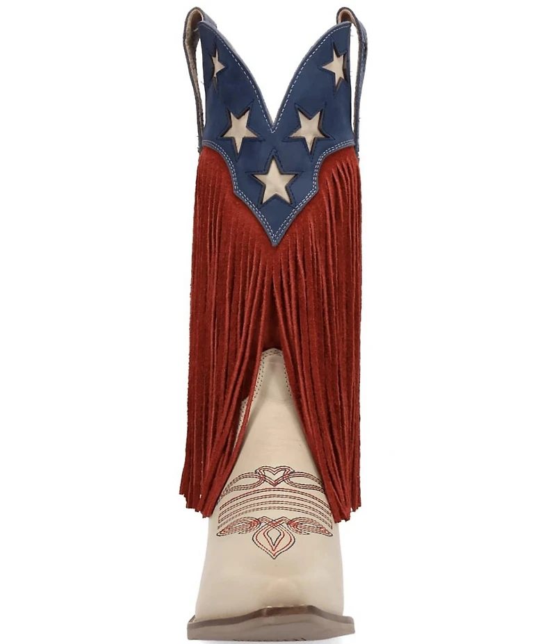Dingo Wild N' Free Patriotic Leather and Suede Fringe Western Booties