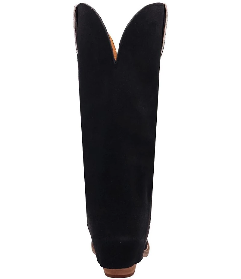 Dingo Wild Thang Suede Cow Print Accent Cuffed Shaft Western Tall Boots