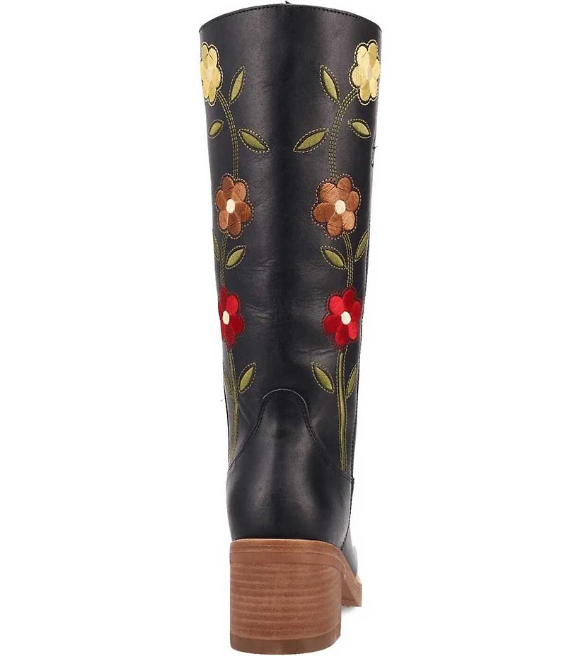 Dingo Women's Bloom Leather Floral Embroidery Tall Boots