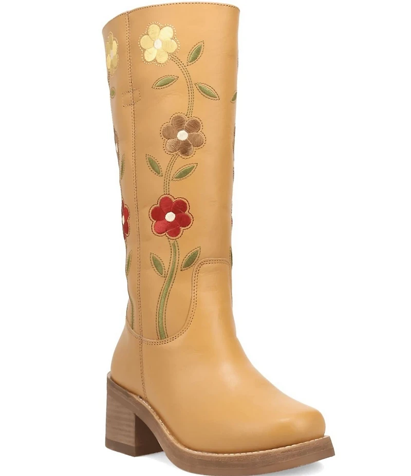 Dingo Women's Bloom Leather Floral Embroidery Tall Boots