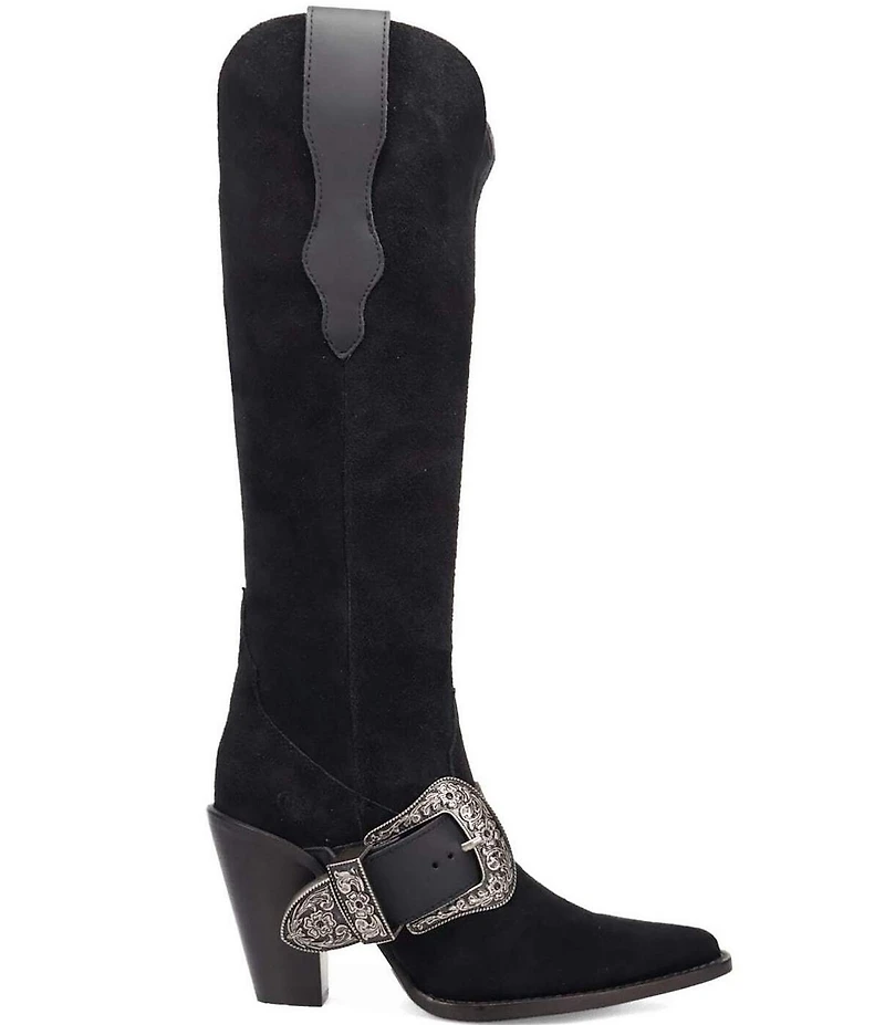 Dingo Yeehottie Suede Big Buckle Hardware Western Boots