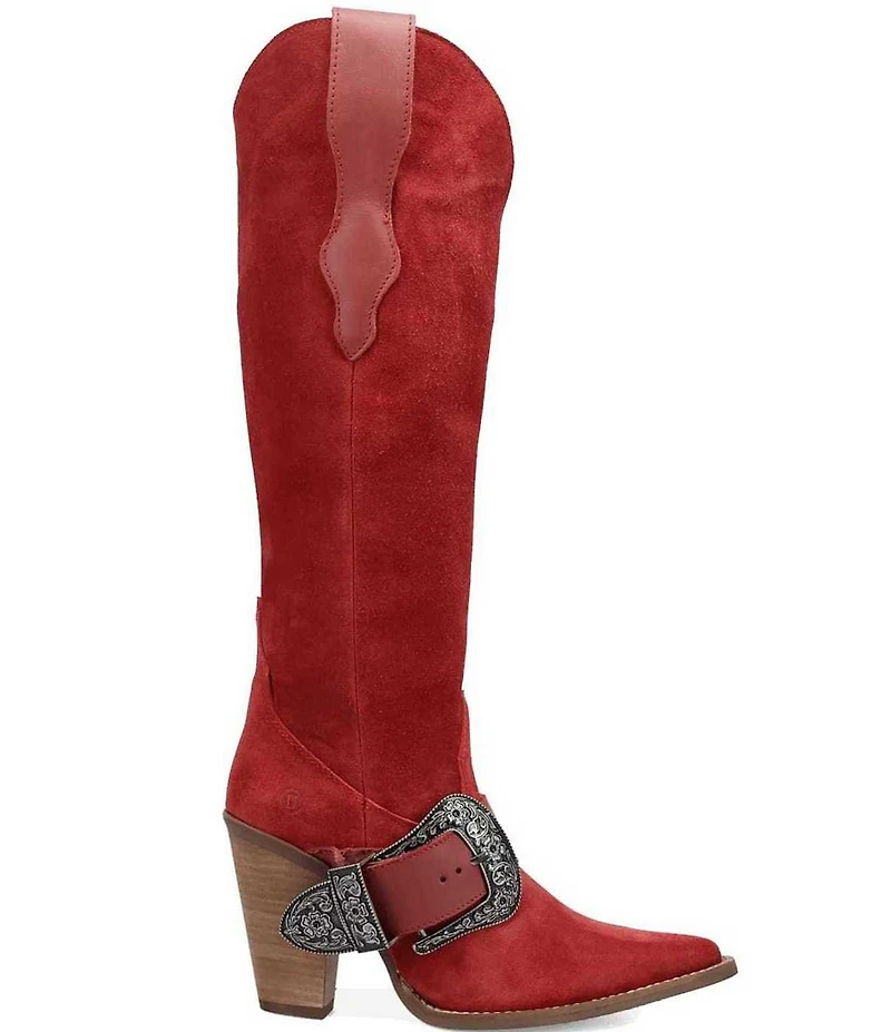Dingo Yeehottie Suede Big Buckle Hardware Western Boots