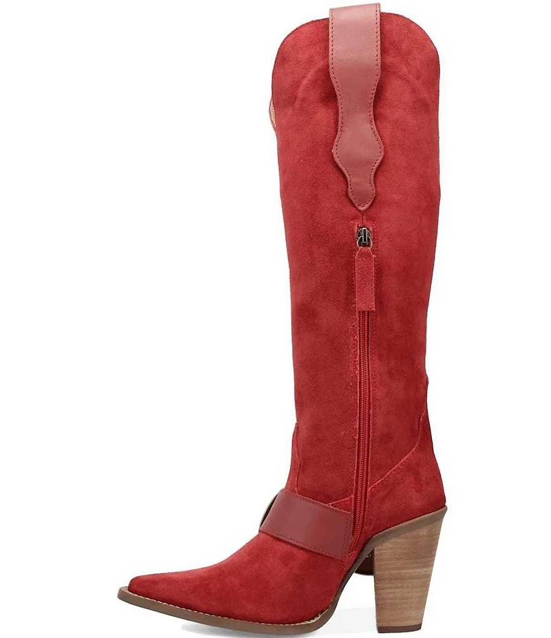 Dingo Yeehottie Suede Big Buckle Hardware Western Boots