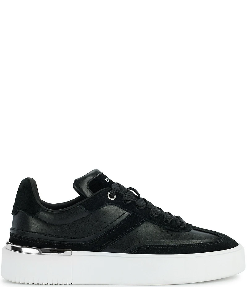 DKNY by Donna Karan Bethan Leather and Suede Lace Up Platform Sneakers