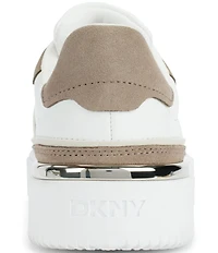 DKNY by Donna Karan Bethan Leather and Suede Lace Up Platform Sneakers