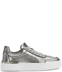 DKNY by Donna Karan Beverley Metallic Leather Lace Up Platform Sneakers