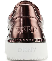 DKNY by Donna Karan Beverley Metallic Leather Lace Up Platform Sneakers