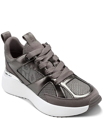 DKNY by Donna Karan Zofi Metallic Logo Detail Lace Up Sneakers