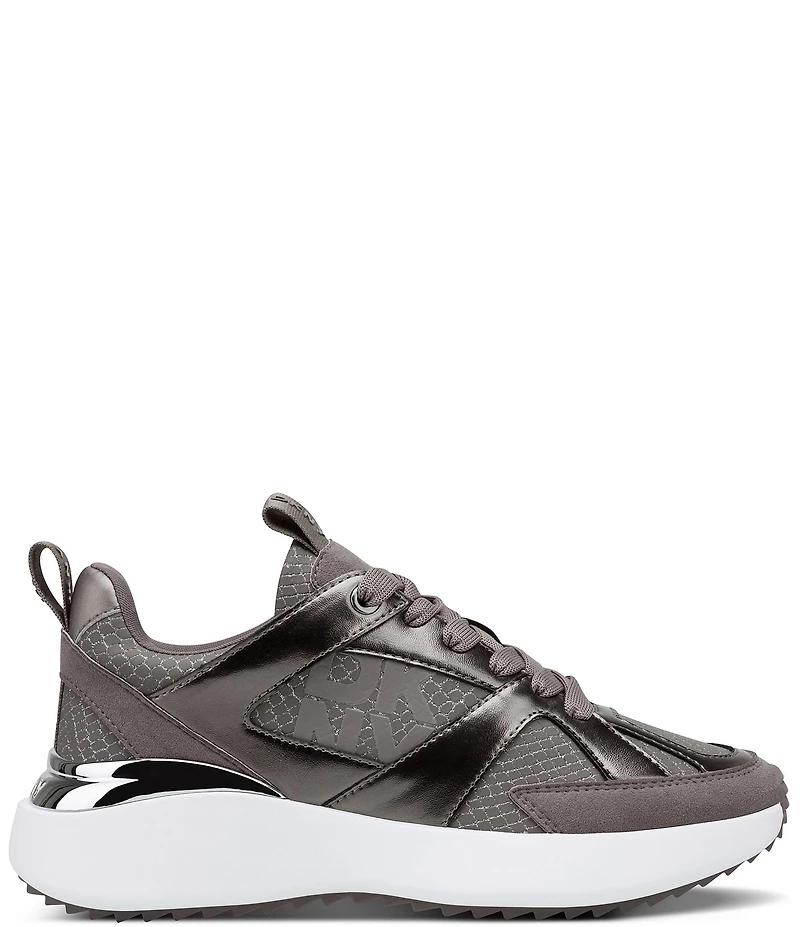 DKNY by Donna Karan Zofi Metallic Logo Detail Lace Up Sneakers