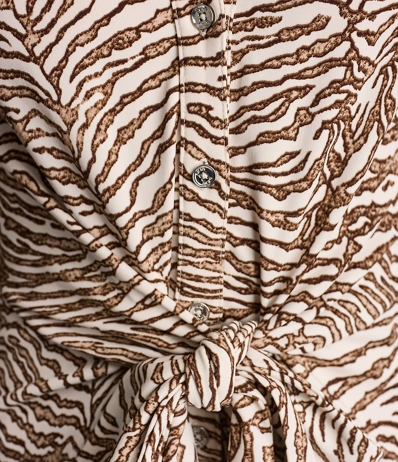 DKNY By Donna Karan Animal Print 3/4 Sleeve Midi Shirtdress