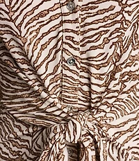 DKNY By Donna Karan Animal Print 3/4 Sleeve Midi Shirtdress