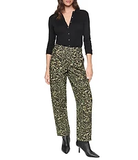 DKNY by Donna Karan Animal Print Barrel Leg Pants