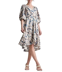 DKNY By Donna Karan Balloon Sleeve Midi Hi-Low Dress