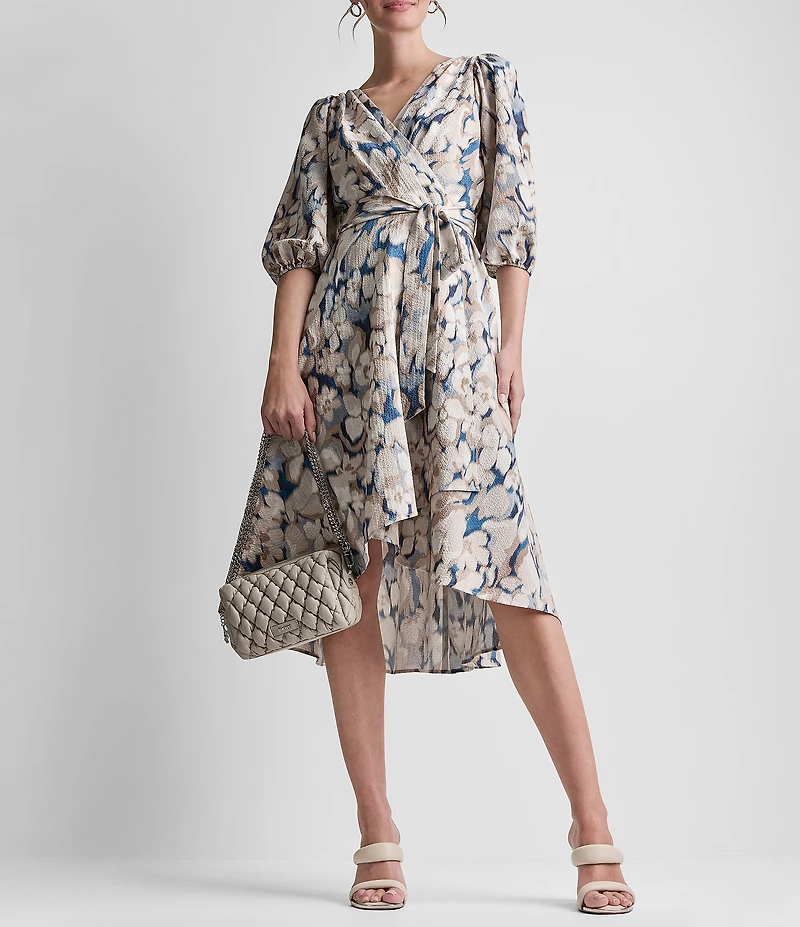 DKNY By Donna Karan Balloon Sleeve Midi Hi-Low Dress