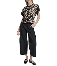 DKNY by Donna Karan Blurred Zebra Mix Media Dolman Sleeve Top