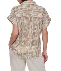 DKNY by Donna Karan Burnout Short Sleeve Button Front Shirt