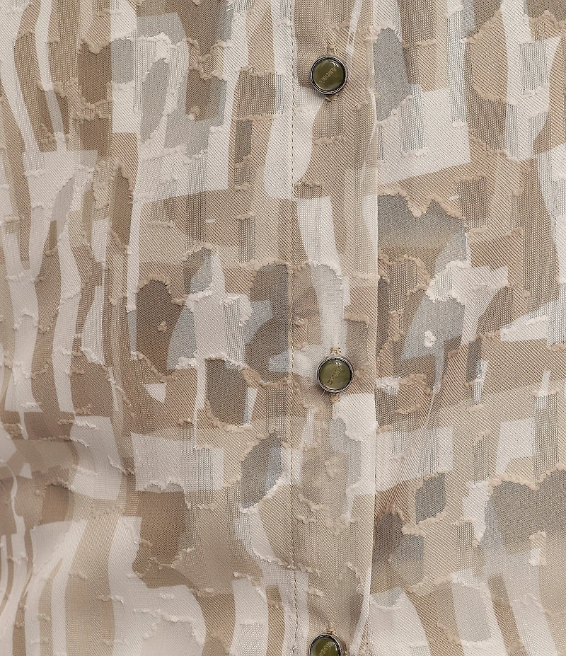 DKNY by Donna Karan Burnout Short Sleeve Button Front Shirt