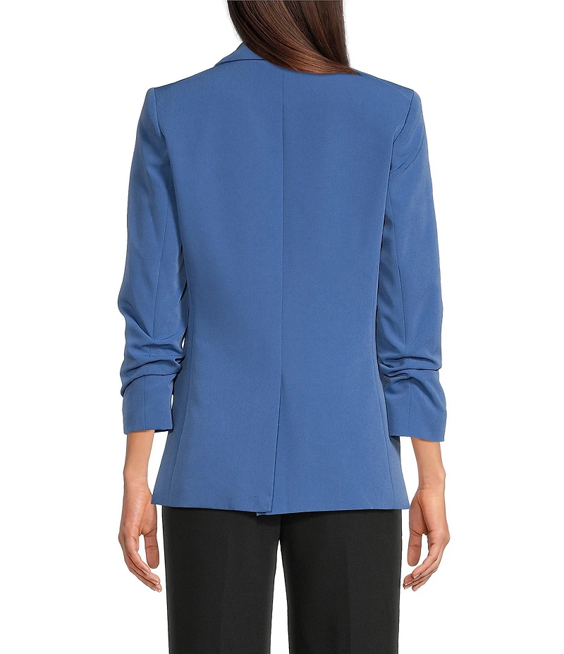 DKNY by Donna Karan Button Ruche Notch Collar Long Sleeve Jacket