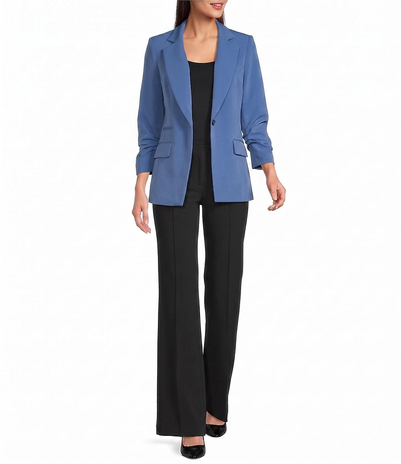 DKNY by Donna Karan Button Ruche Notch Collar Long Sleeve Jacket