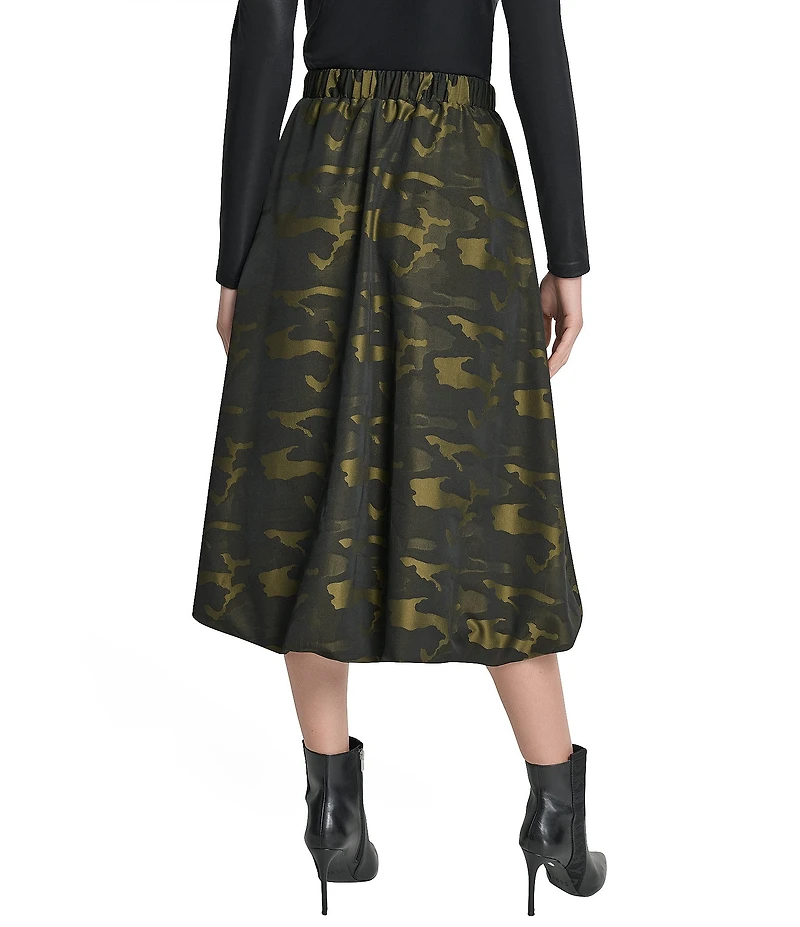 DKNY by Donna Karan Camo Jacquard Bubble Hem Midi Skirt