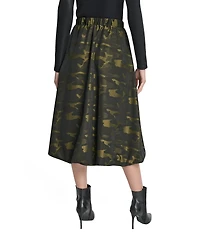 DKNY by Donna Karan Camo Jacquard Bubble Hem Midi Skirt