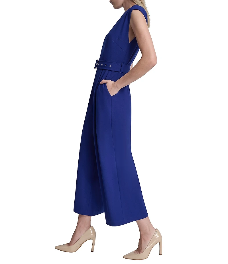 DKNY by Donna Karan Cap Sleeve Ankle Length Wide Leg Jumpsuit