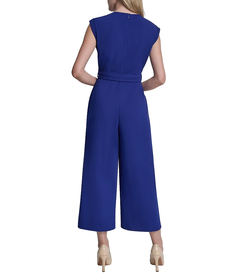DKNY by Donna Karan Cap Sleeve Ankle Length Wide Leg Jumpsuit