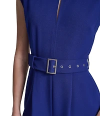 DKNY by Donna Karan Cap Sleeve Ankle Length Wide Leg Jumpsuit