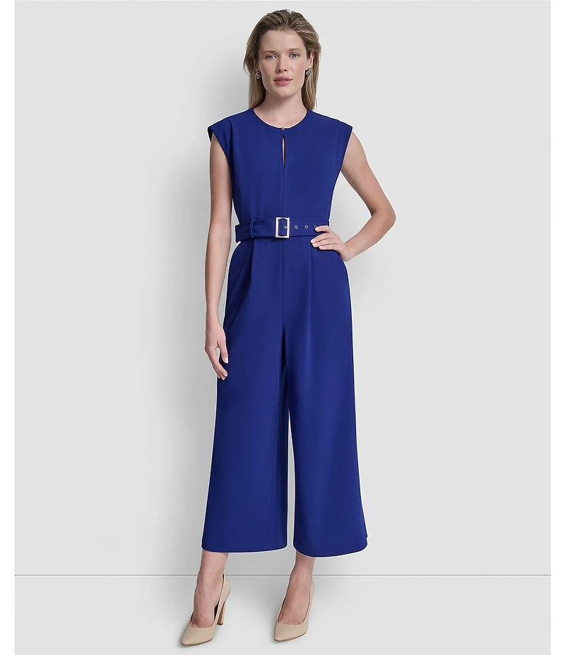 DKNY by Donna Karan Cap Sleeve Ankle Length Wide Leg Jumpsuit
