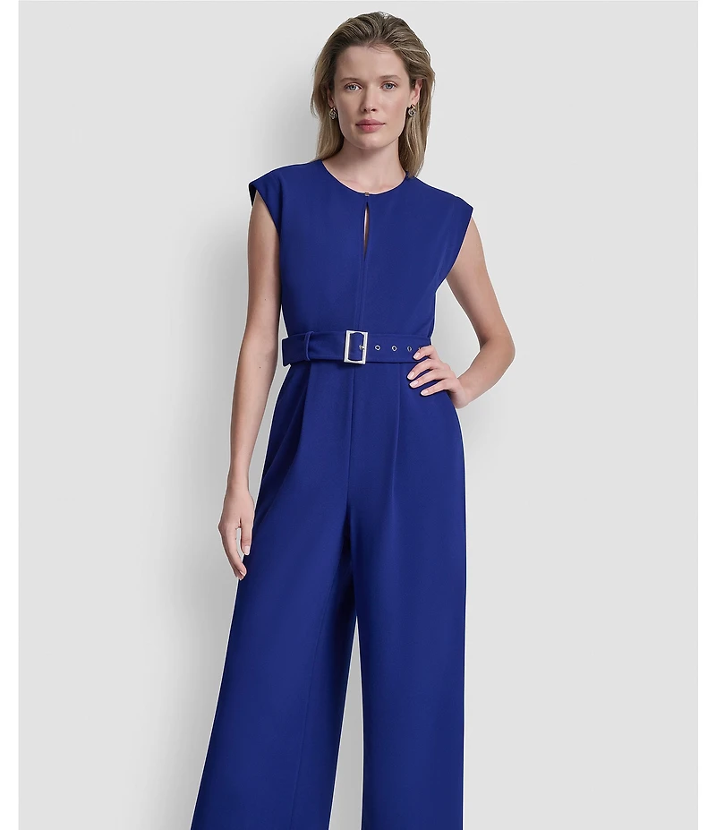 DKNY by Donna Karan Cap Sleeve Ankle Length Wide Leg Jumpsuit