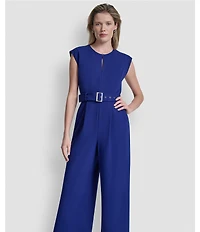 DKNY by Donna Karan Cap Sleeve Ankle Length Wide Leg Jumpsuit