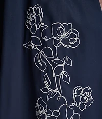 DKNY By Donna Karan Cap Sleeve Cinched Waist Faux Embroidered Midi Dress